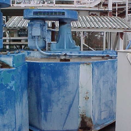 EDWARDS & JONES High Speed Blungers, 7 ft across x 4 ft deep, tile lined with Stainless Steel Shaft, rotor and Stator. 40 Hp motor drives. 2 available.