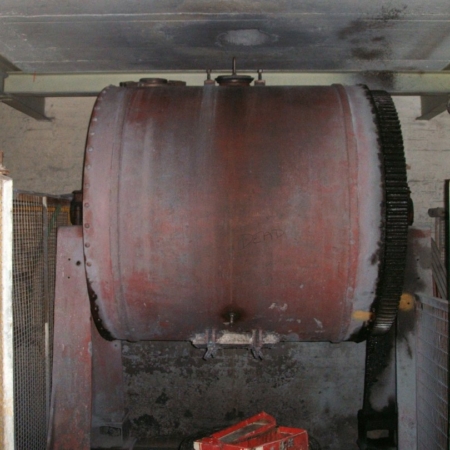 Steele & Cowlishaw 5ft diameter x 5ft long porcelain lined Ball Mill complete with "A" frame supports and 10 HP drive.